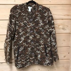 Laura Ashley Woman Nubby Chevron Weave Jacket 2X